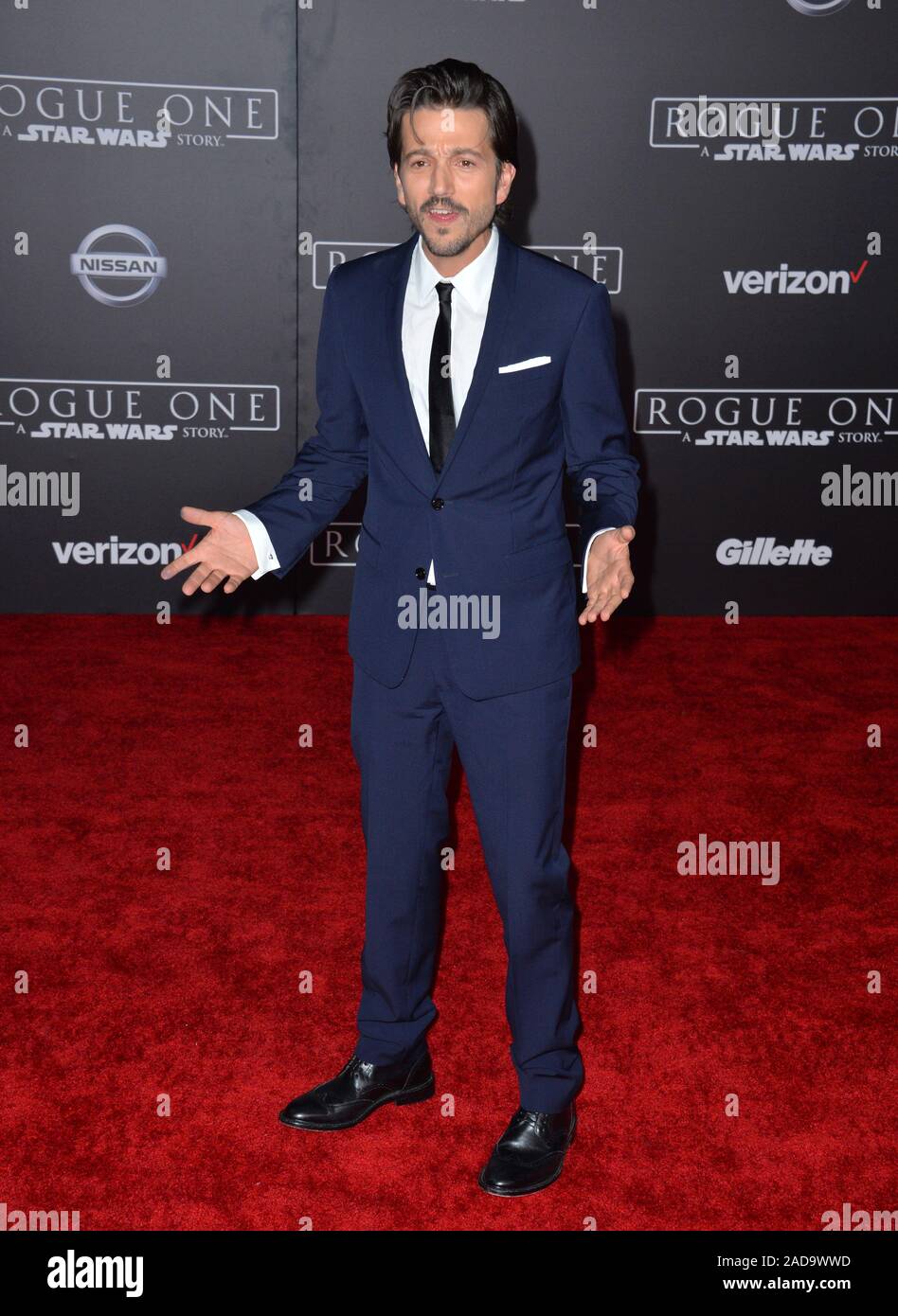 Actor Diego Luna at the world premiere of 'Rogue One: A Star Wars Story' at The Pantages Theatre, Hollywood.  December 10, 2016 © 2016 Paul Smith / Featureflash Stock Photo