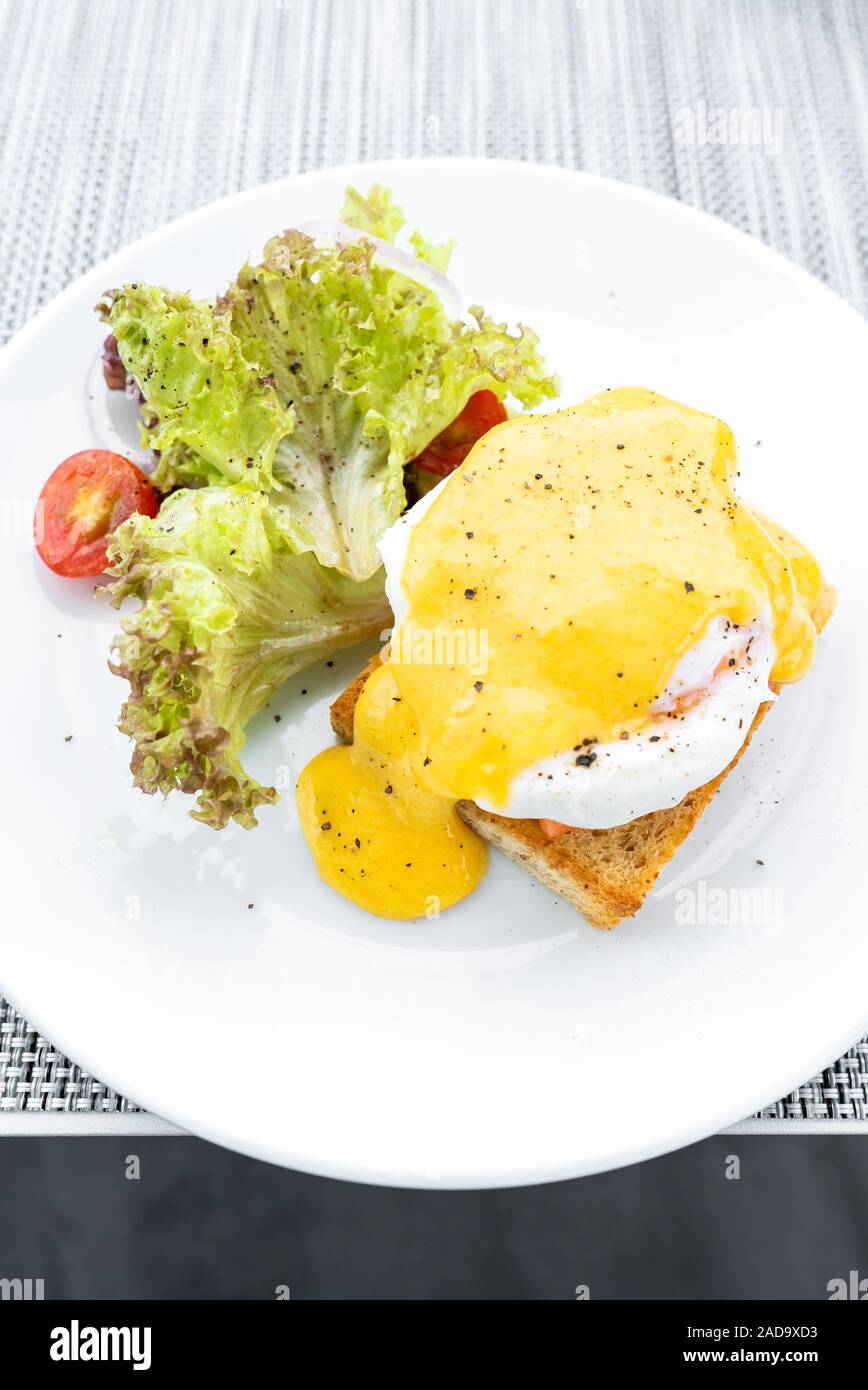 Salmon egg benedict Stock Photo