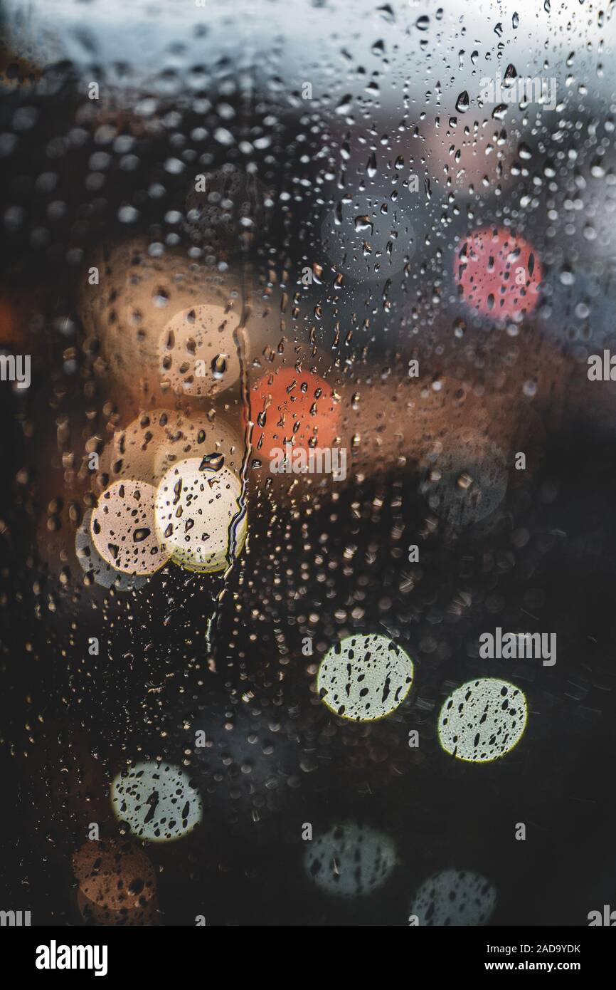Night rain on window Stock Photo - Alamy
