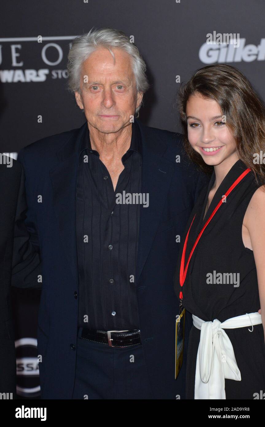 Actor Michael Douglas with daughter Carys at the world premiere of "Rogue One A Star Wars Story