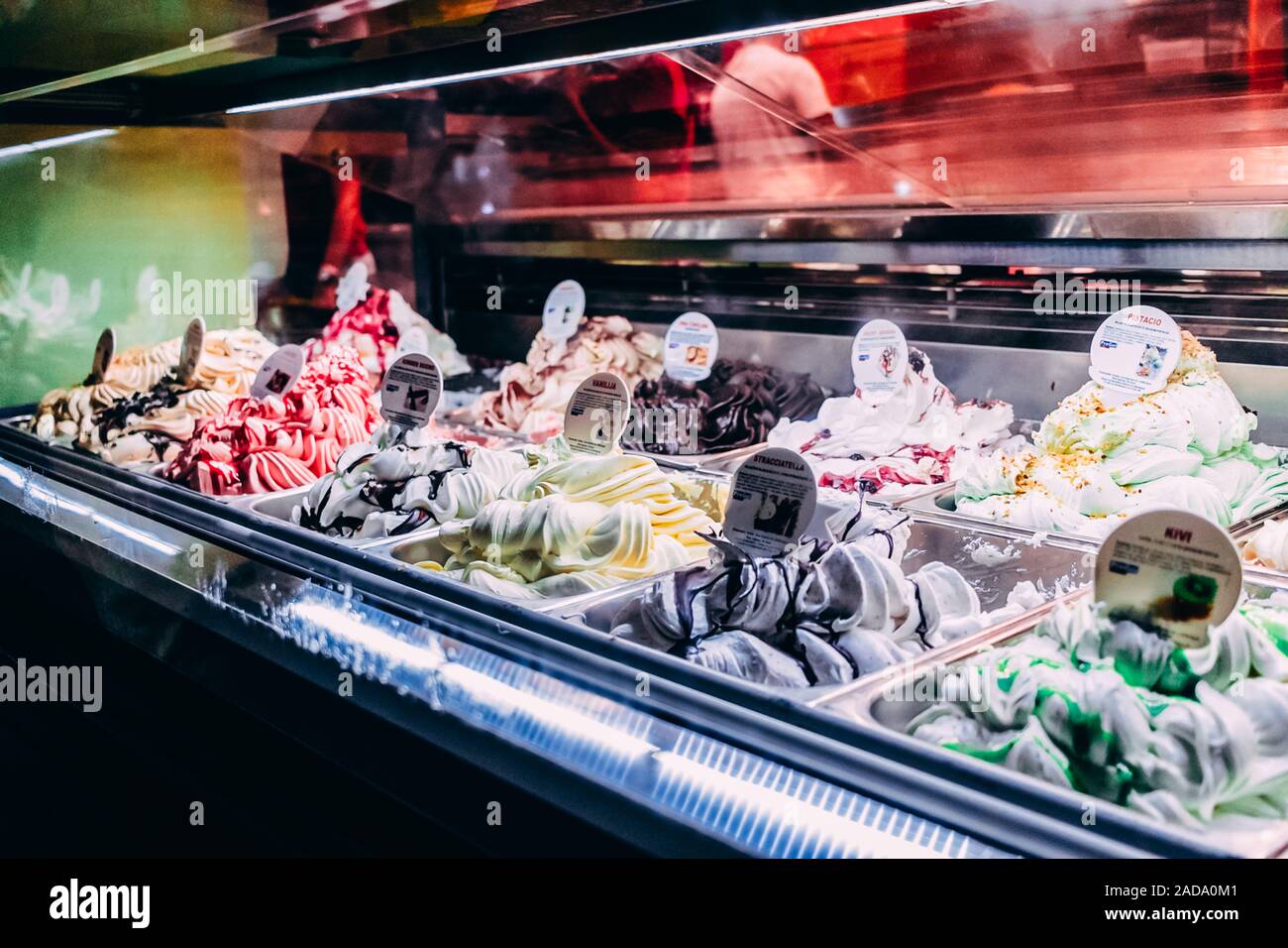 Classic italian gourmet gelato gelatto ice cream display Stock Photo