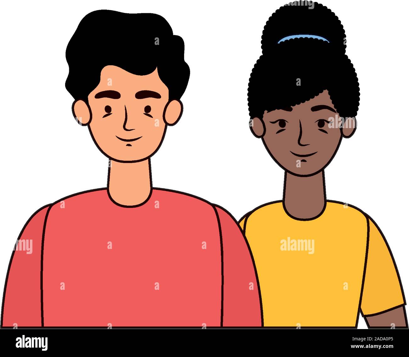 young interracial couple avatars characters Stock Vector Image & Art ...