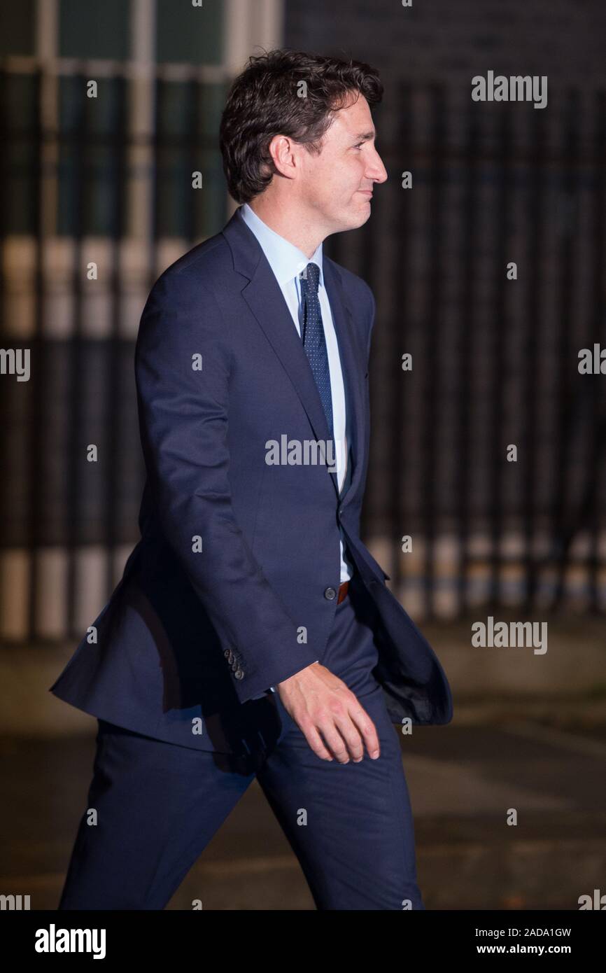 London, UK. 3 December 2019.  Pictured: Justin Trudeau - Prime Minister of Canada. Boris Johnson, UK Prime Minister hosts a reception with foreign leaders ahead of the NATO (North Atlantic Treaty Organisation) meeting on the 4th December. Credit: Colin Fisher/Alamy Live News. Stock Photo