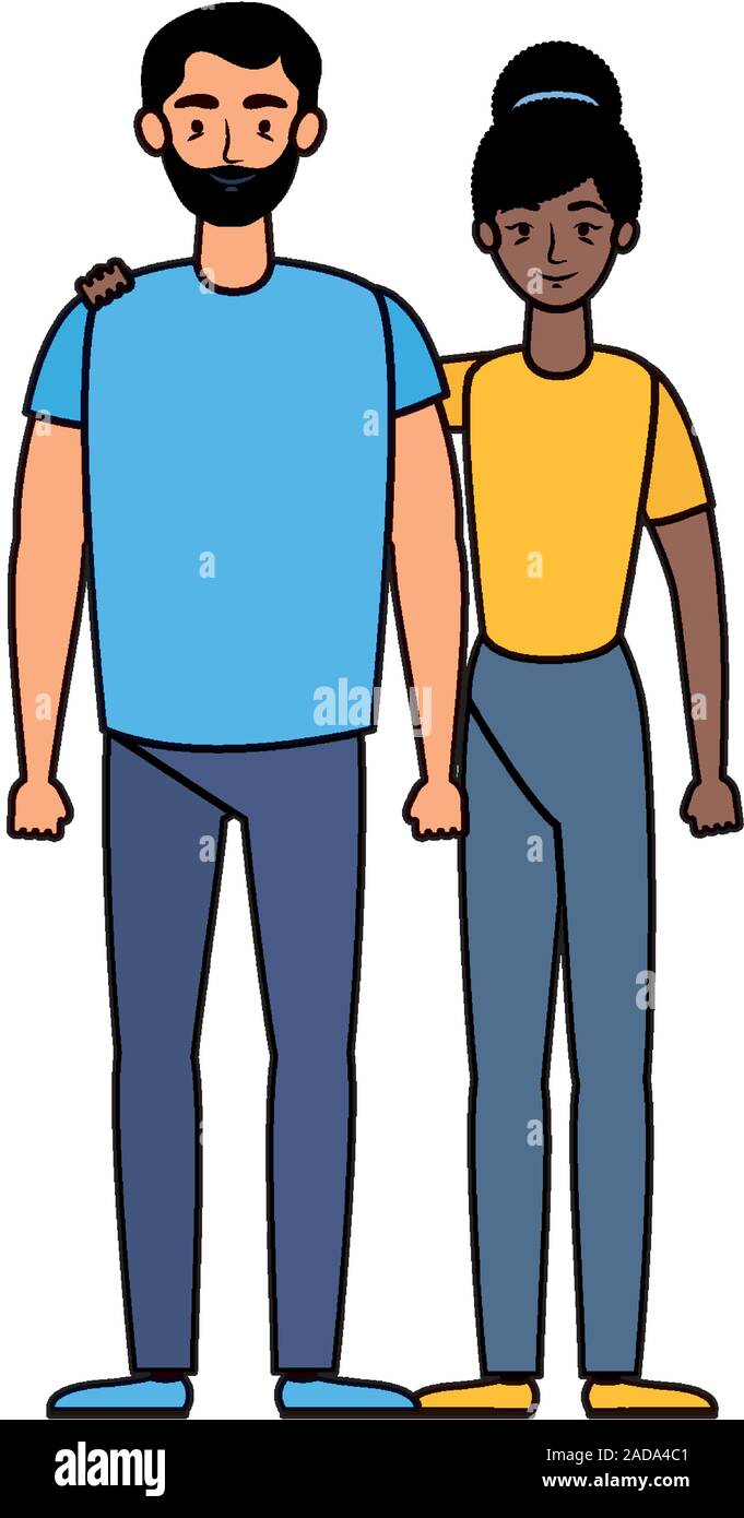 young interracial couple avatars characters Stock Vector Image & Art ...
