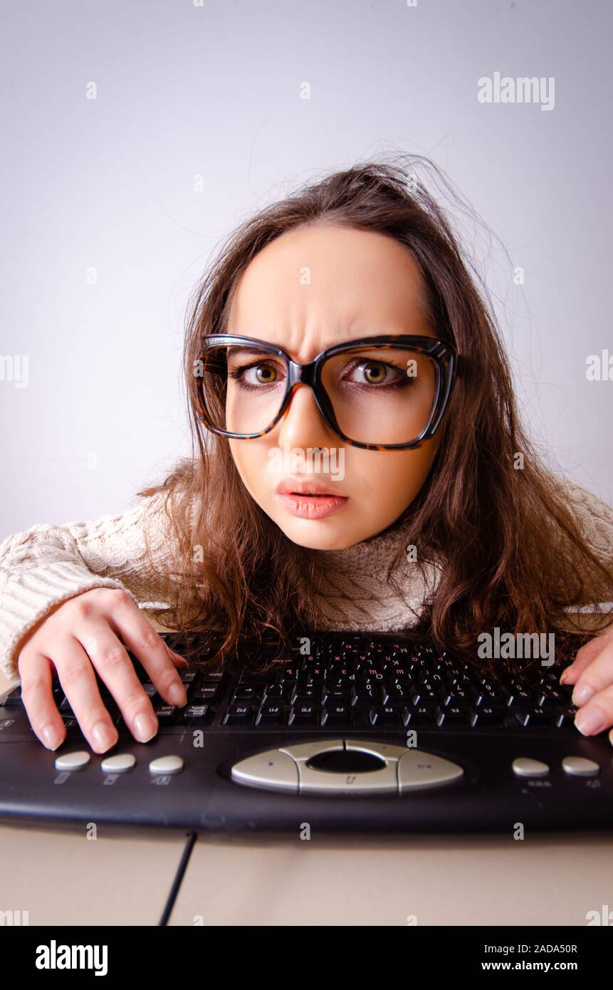 Hacker girl working computer hi-res stock photography and images - Alamy