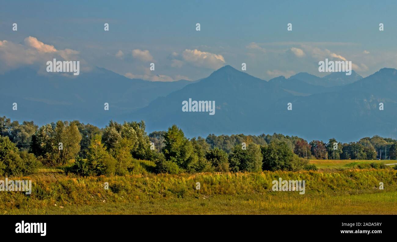 View to the alps at Fußach, Austria Stock Photo