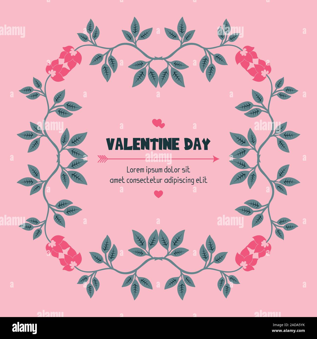 Valentine day template design, with element of leaf flower frame ...