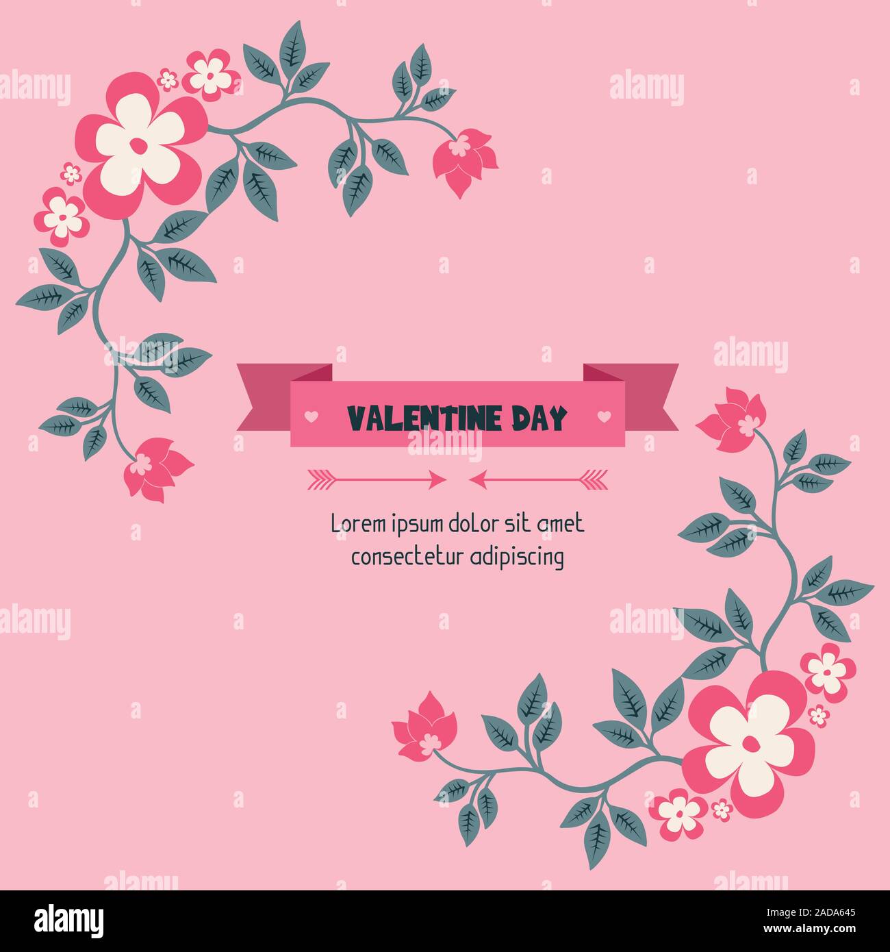 Valentine day template design, with element of leaf flower frame ...