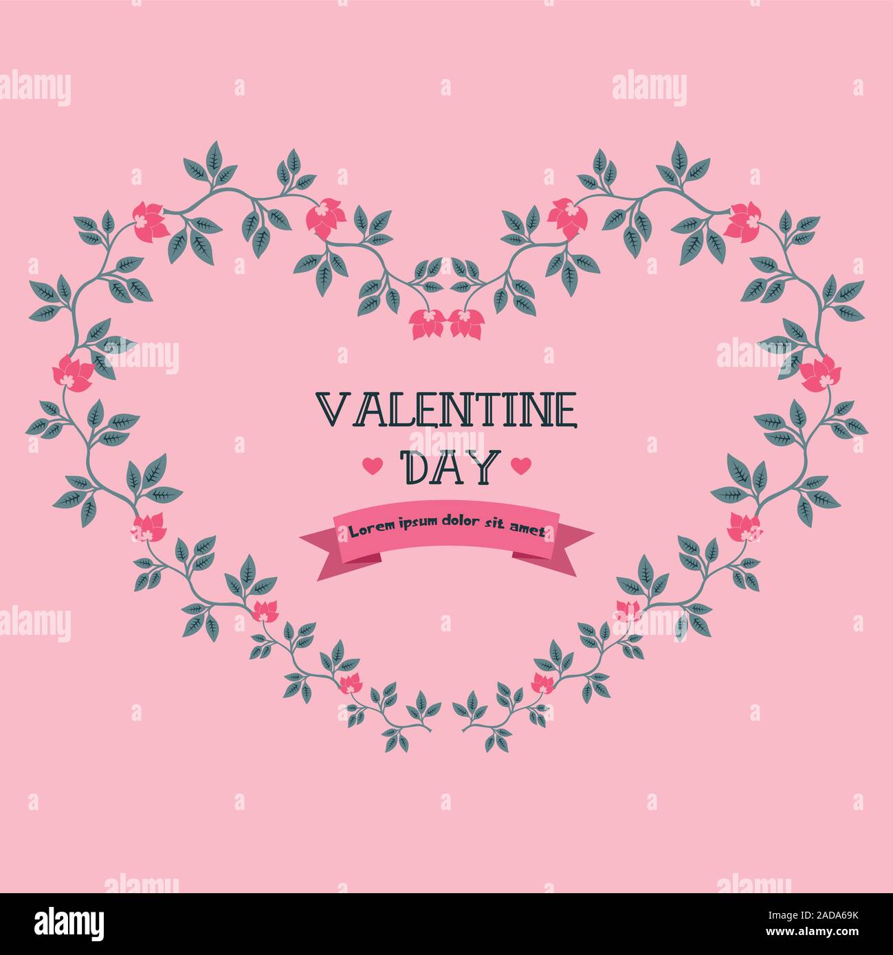 Valentine day template design, with element of leaf flower frame ...