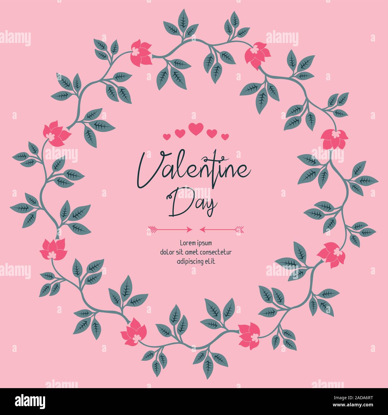 Valentine day template design, with element of leaf flower frame ...