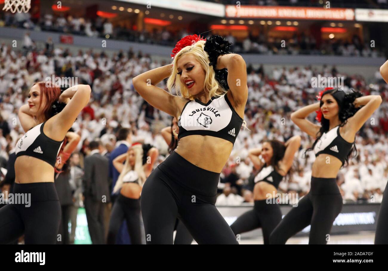 Louisville, United States. 03rd Dec, 2019. Louisville Cardinals Lady Birds dance during the second half of play against Michigan Wolverines at KFY Yum! Center in Louisville, Kentucky, December 3, 2019. Photo by John Sommers II /UPI Credit: UPI/Alamy Live News Stock Photo