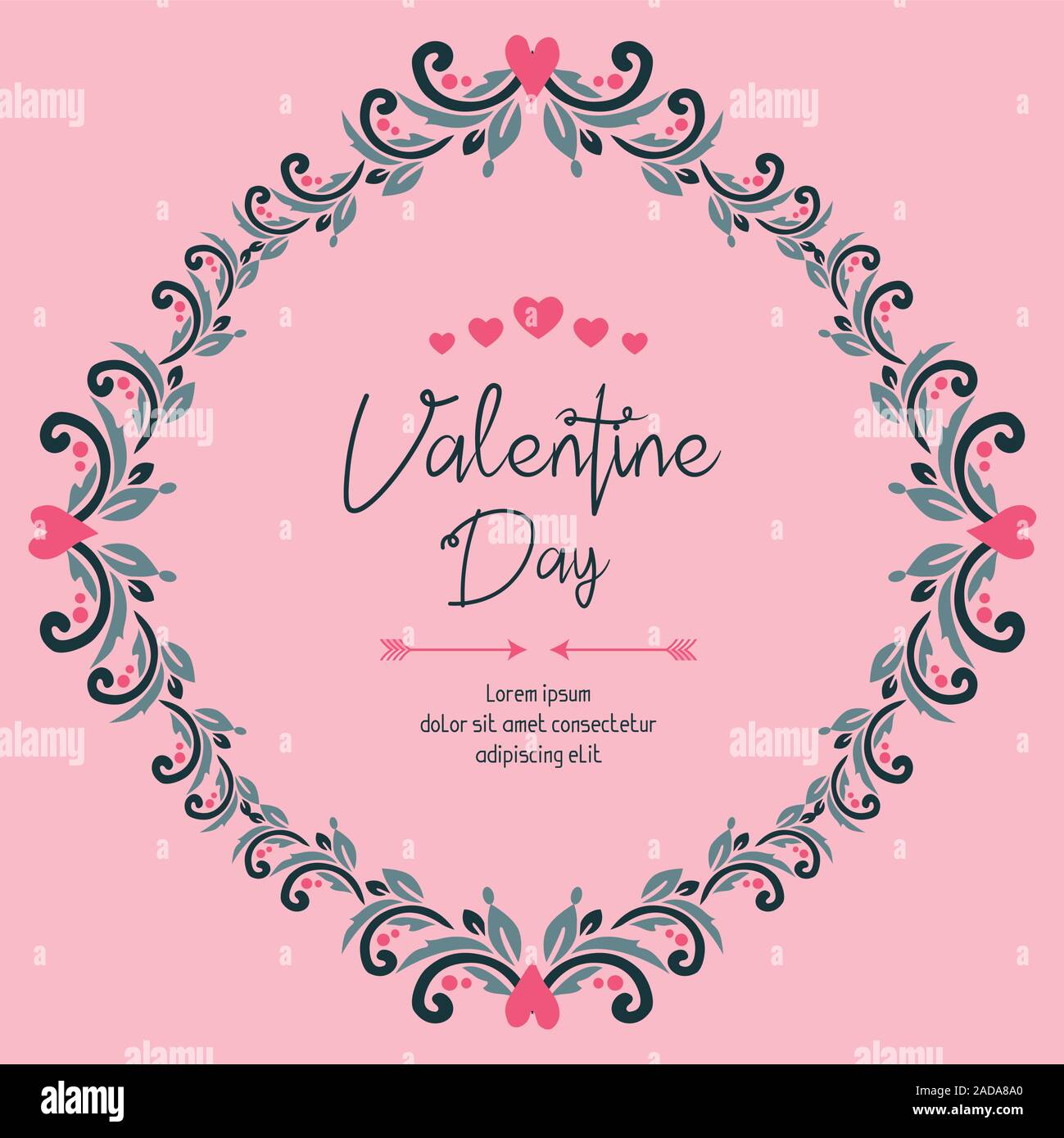Celebration card valentine day, with leaves frame ornament. Vector ...