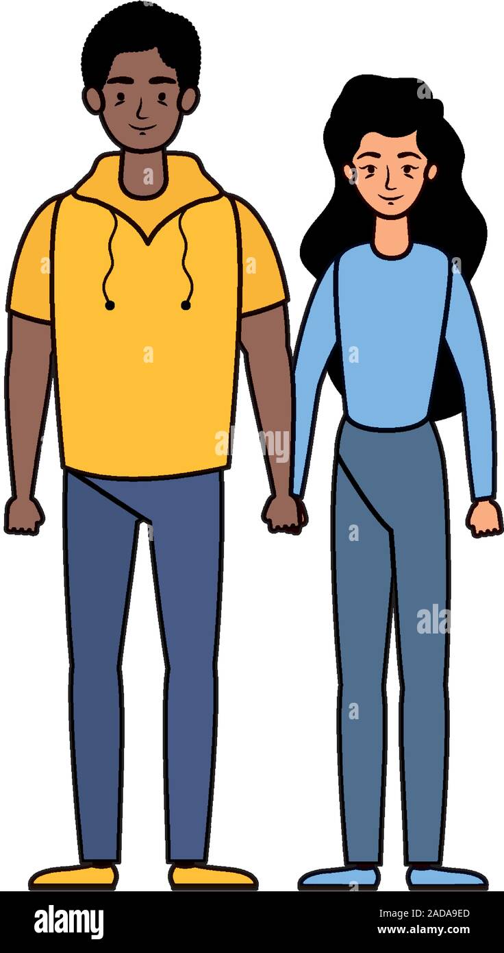 young interracial couple avatars characters Stock Vector Image & Art ...