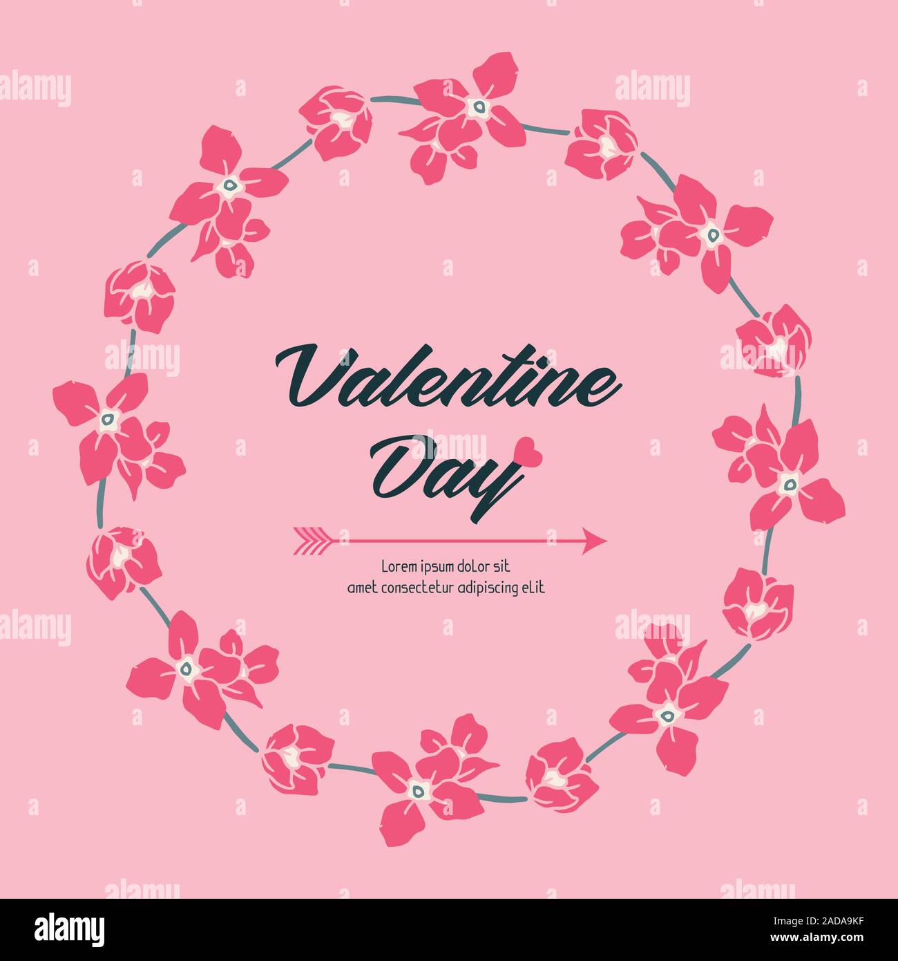 Template valentine day, with leaf flower frame texture. Vector Stock ...