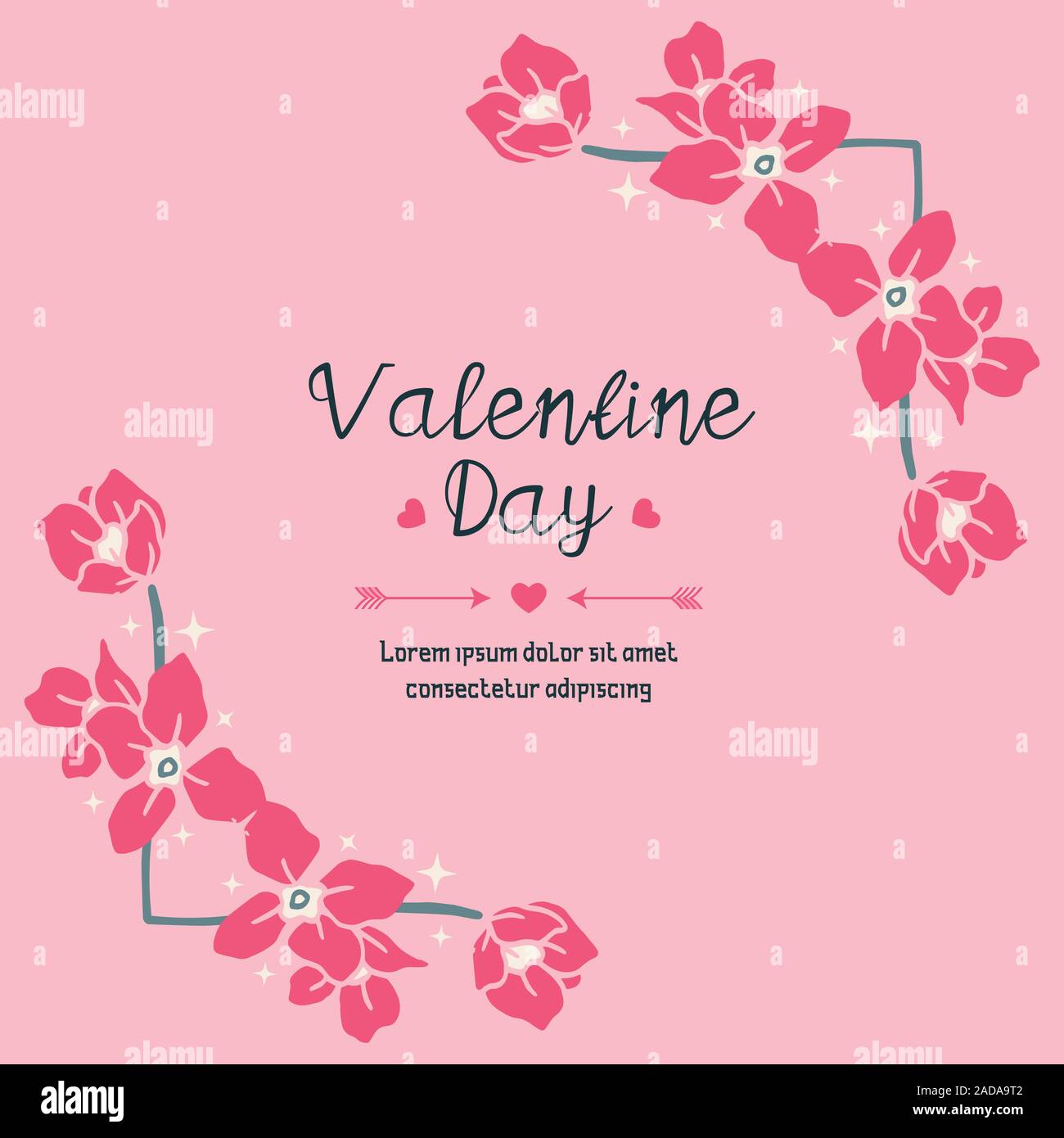 Template valentine day, with leaf flower frame texture. Vector Stock ...