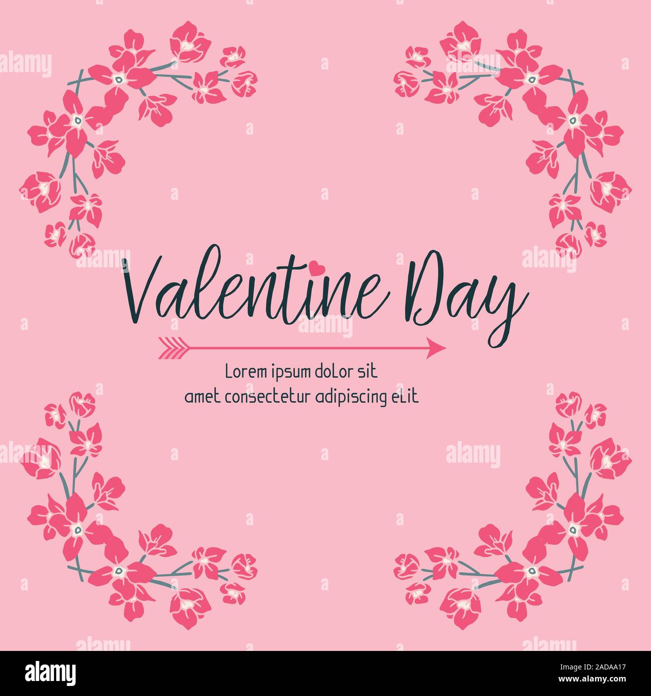 Template valentine day, with leaf flower frame texture. Vector Stock ...