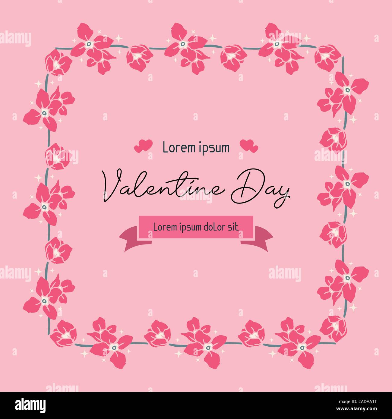 Template valentine day, with leaf flower frame texture. Vector Stock ...