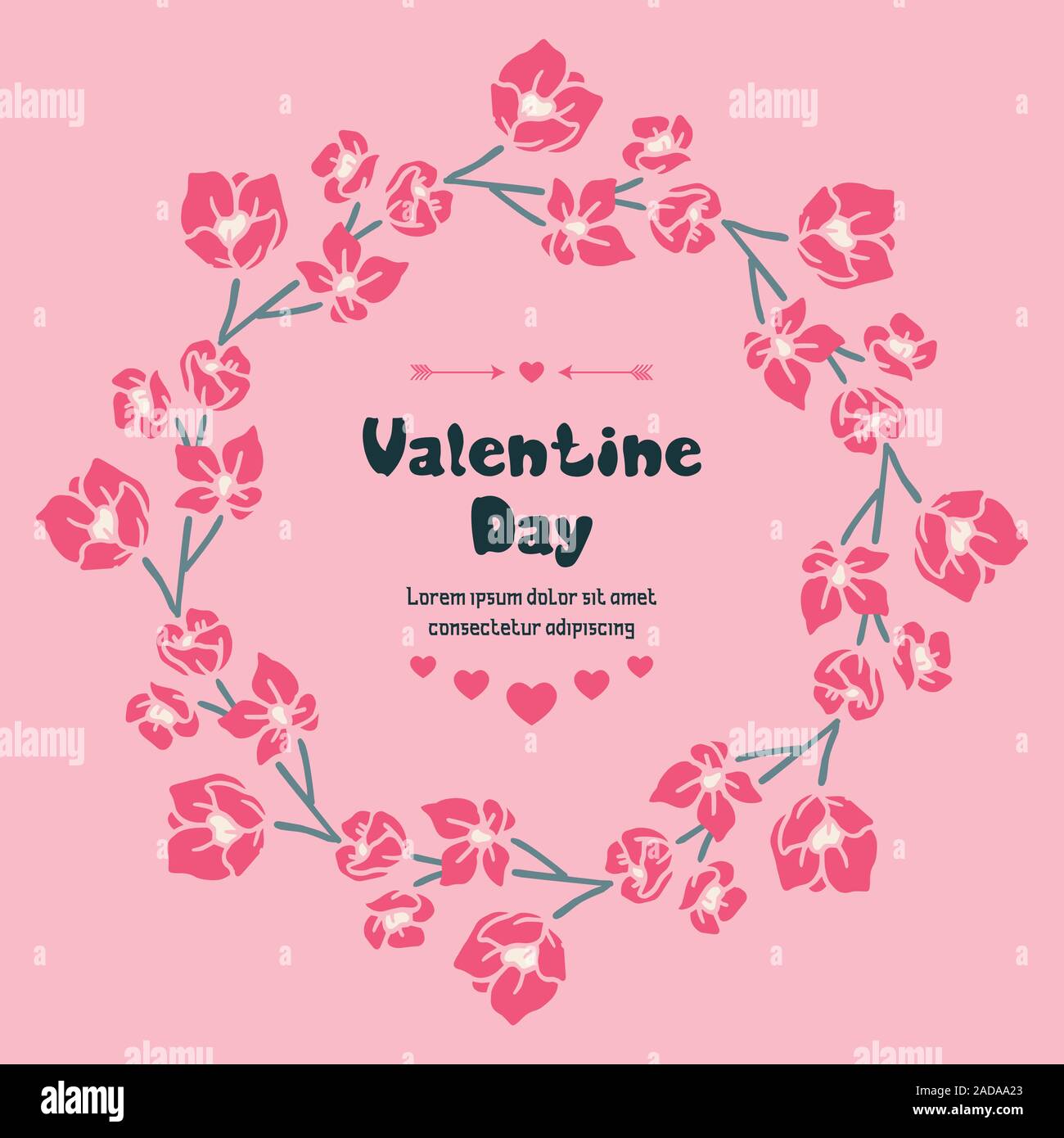 Template valentine day, with leaf flower frame texture. Vector Stock ...