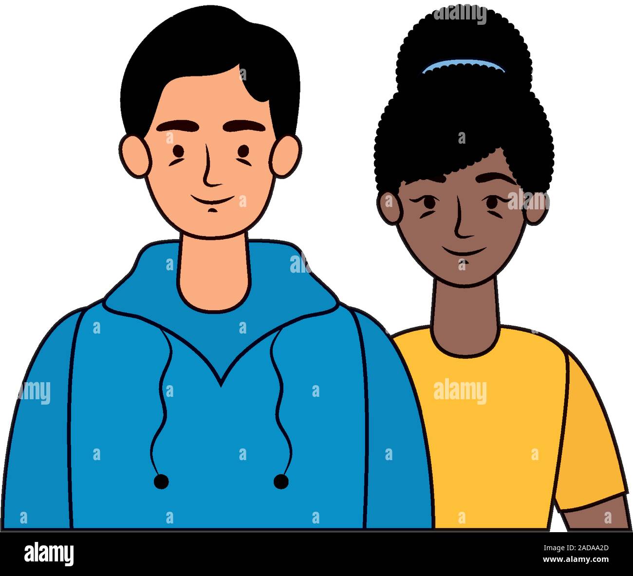 young interracial couple avatars characters Stock Vector Image & Art ...