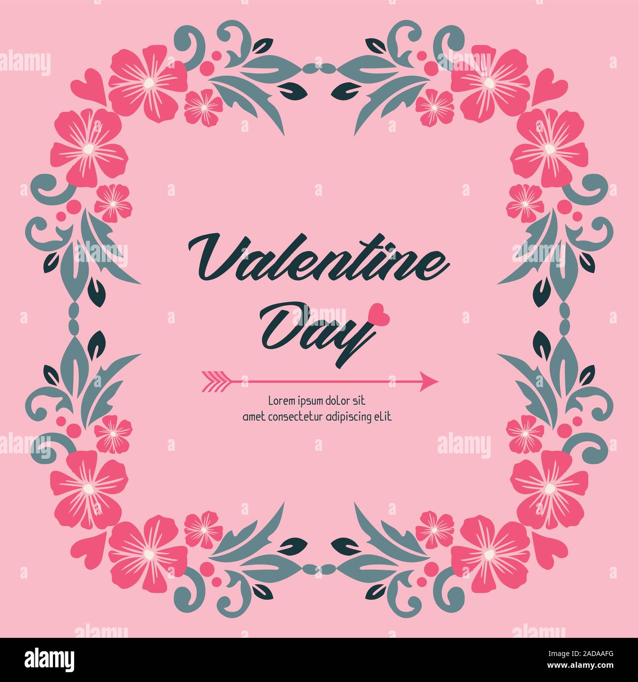 Valentine day calligraphic element, with elegant pink flower frame ...