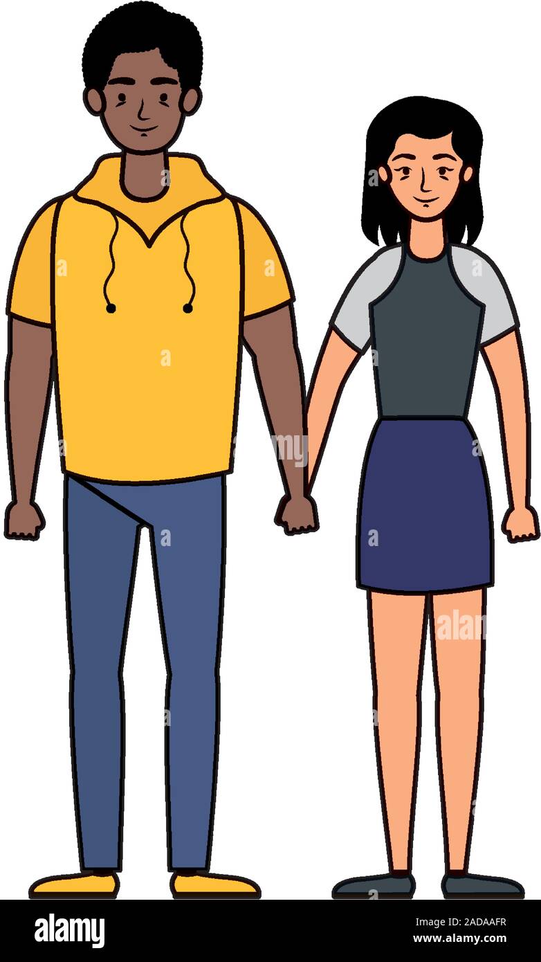 young interracial couple avatars characters Stock Vector Image & Art ...