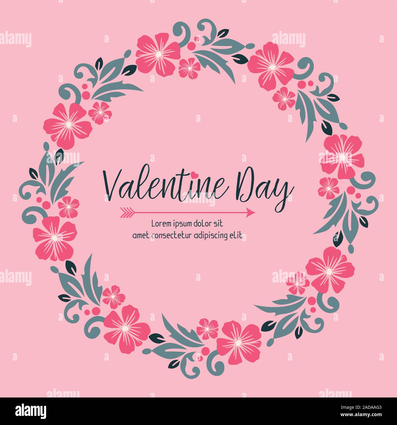 Valentine day calligraphic element, with elegant pink flower frame ...