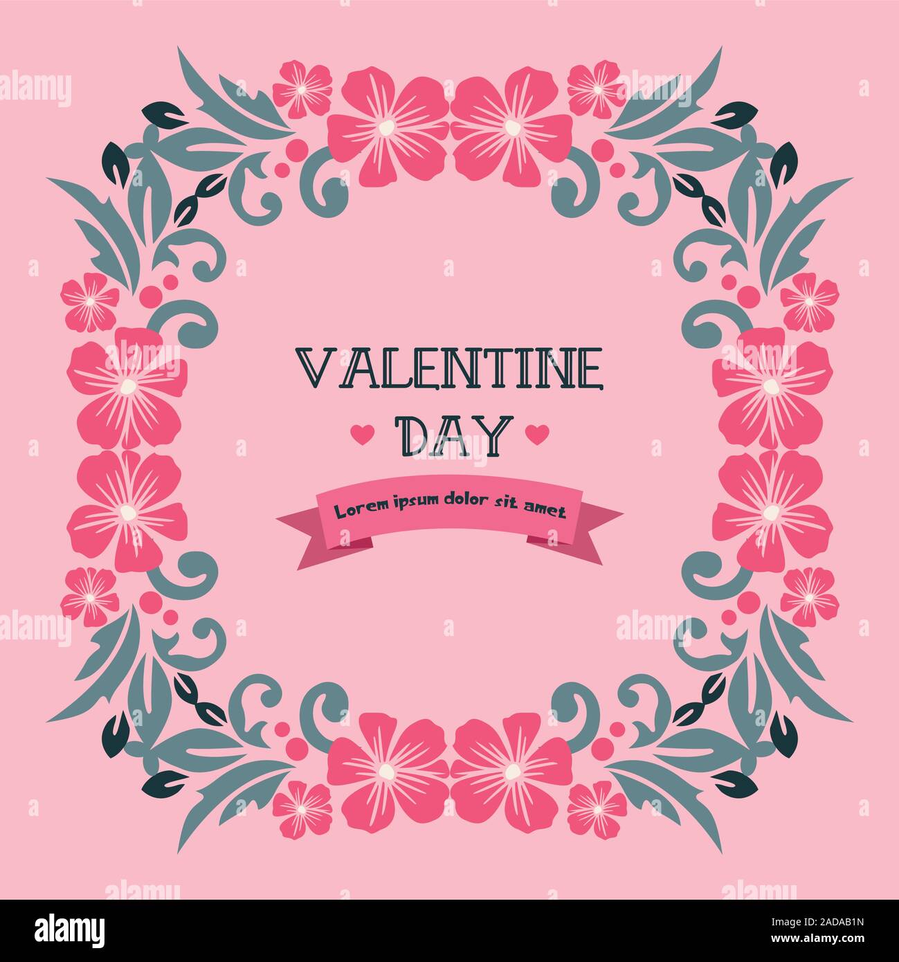Card collection of valentine day with graphic leaf flower frame. Vector ...