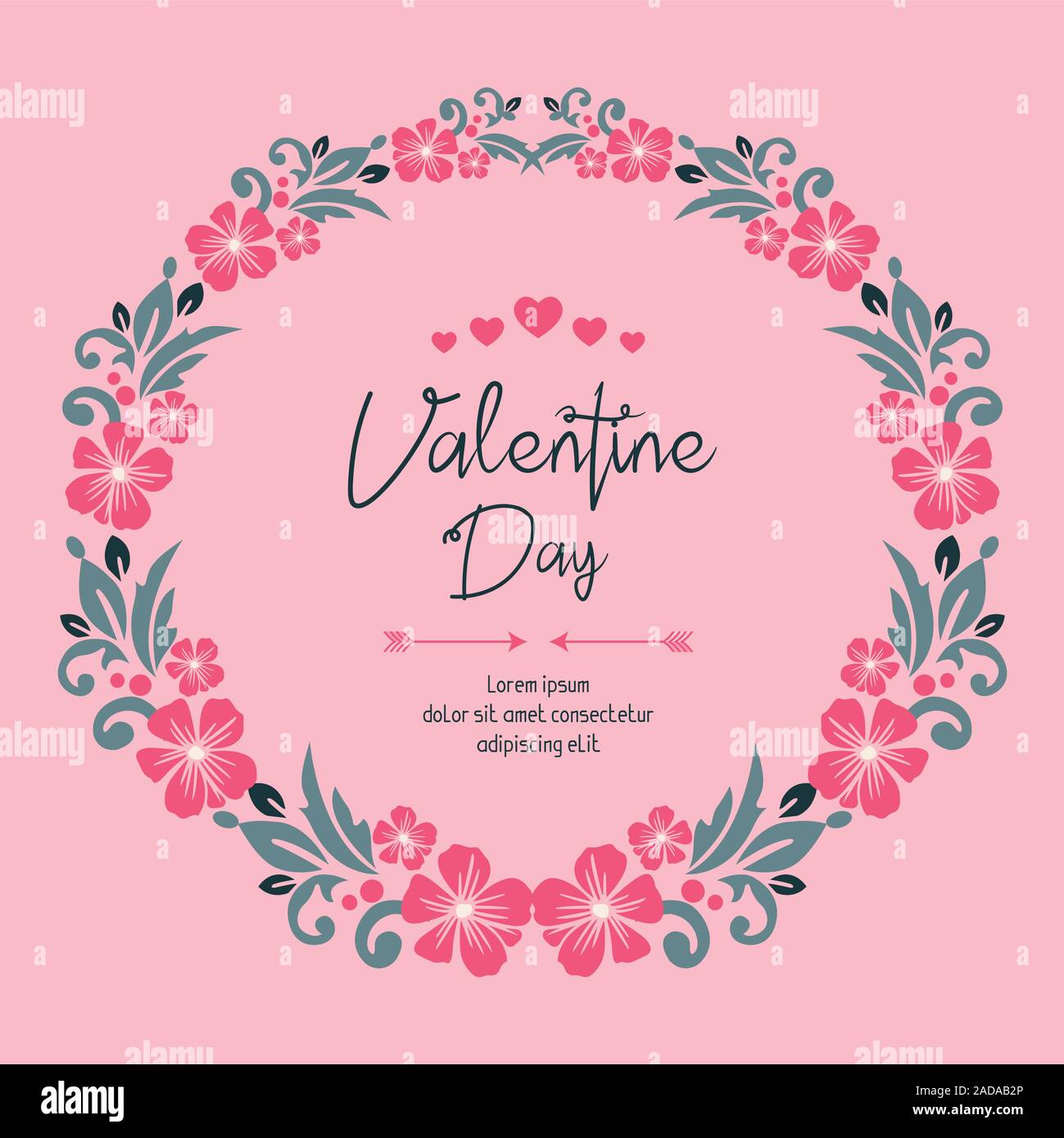Card collection of valentine day with graphic leaf flower frame. Vector ...
