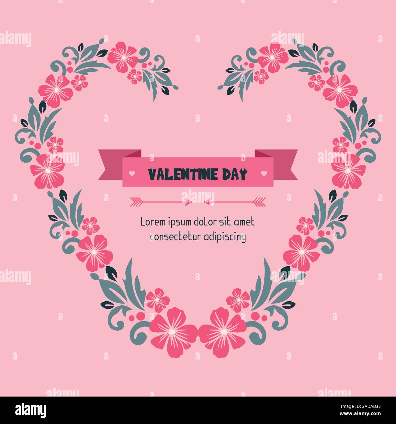 Card collection of valentine day with graphic leaf flower frame. Vector ...