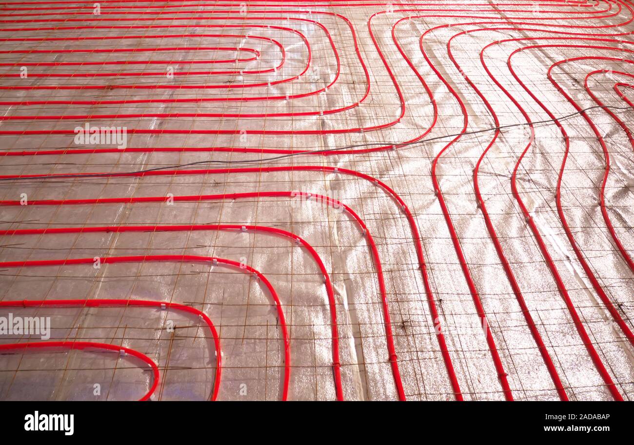 Heat floor instalation. Repair element design Stock Photo Alamy