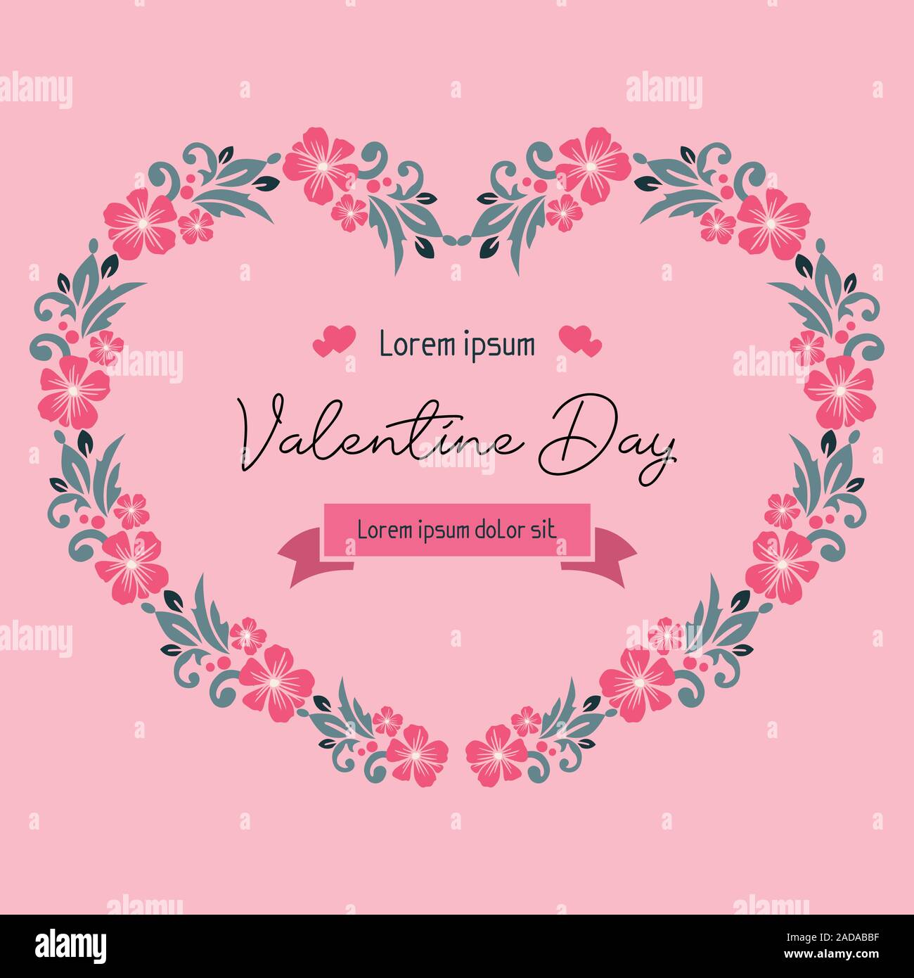 Valentine day calligraphic element, with elegant pink flower frame ...