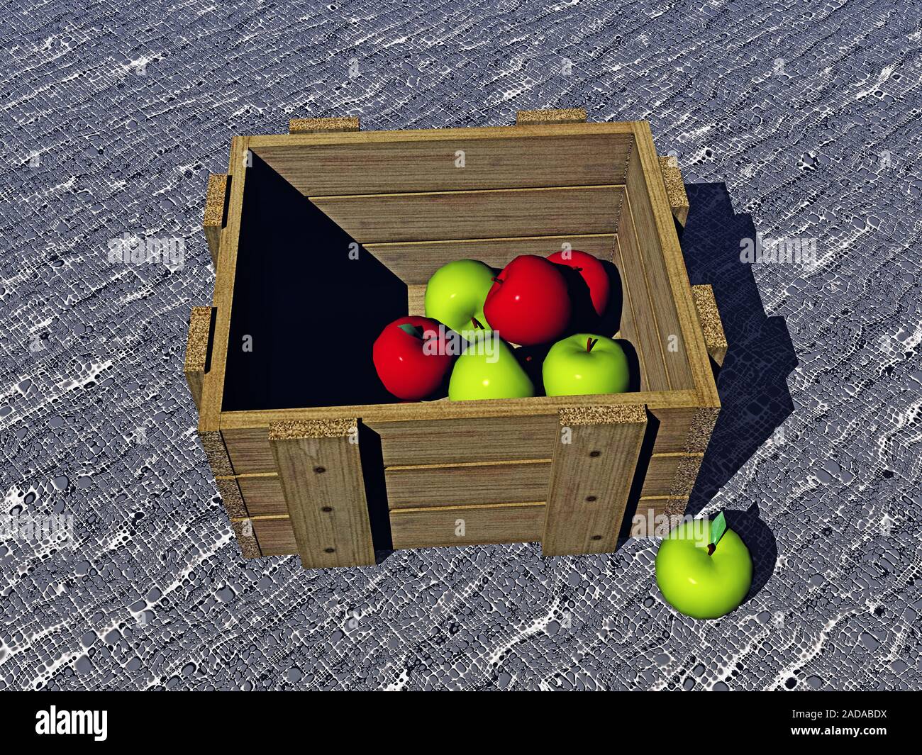 wooden slat box with apples Stock Photo Alamy