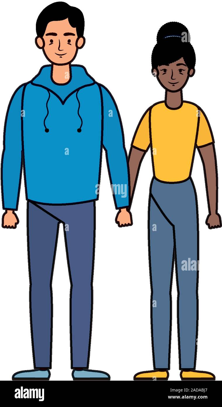 young interracial couple avatars characters Stock Vector Image & Art ...