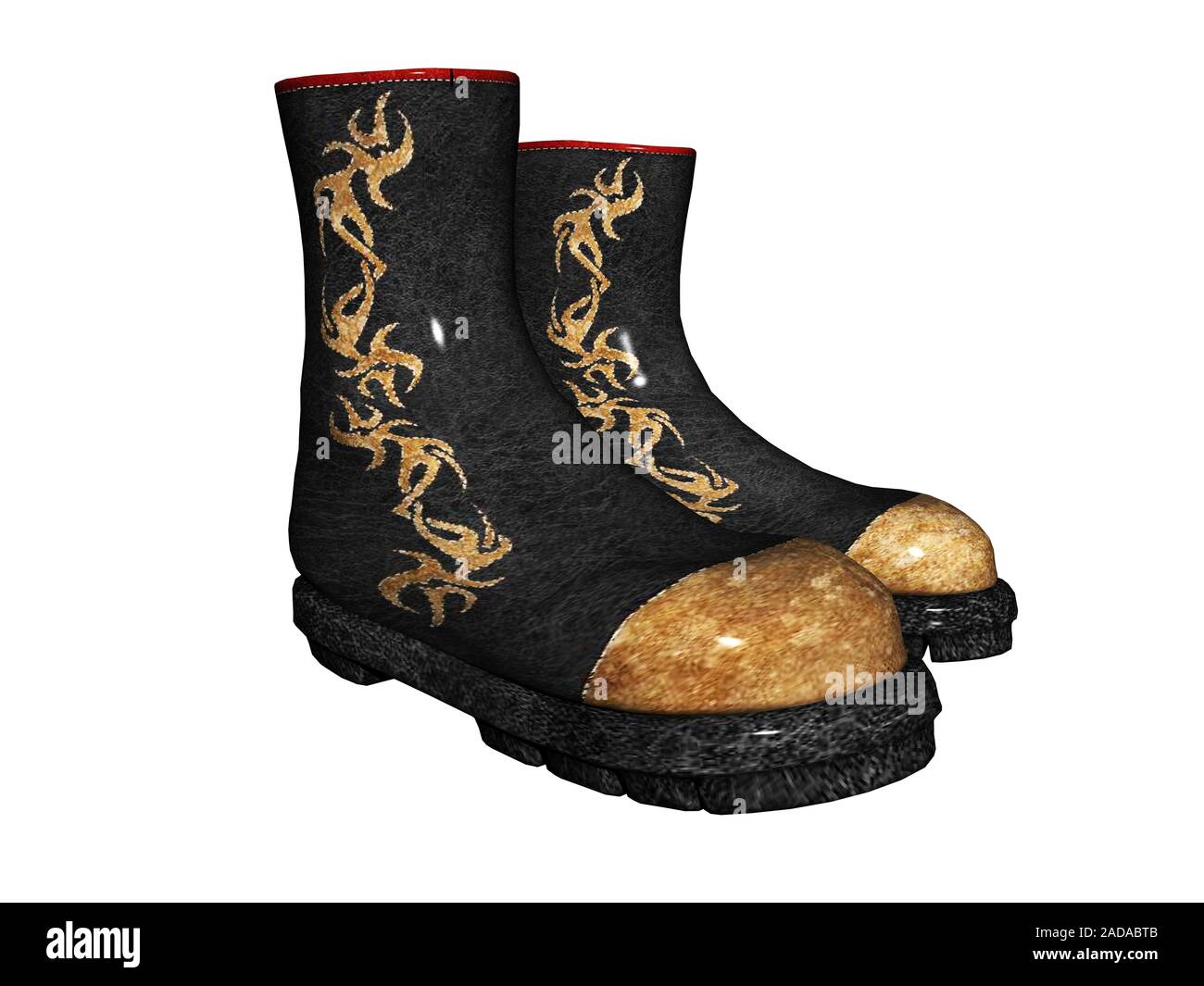 decorated sturdy hiking boots Stock Photo
