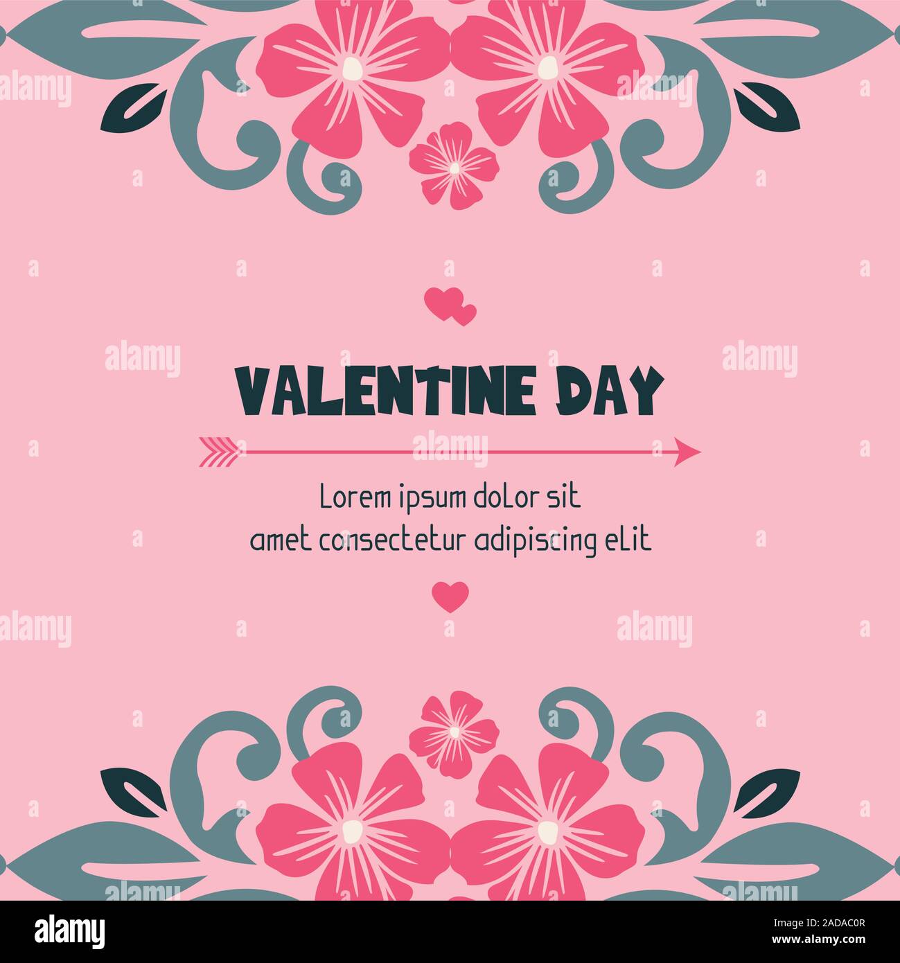Card design valentine day, with pink flower frame beauty. Vector Stock ...
