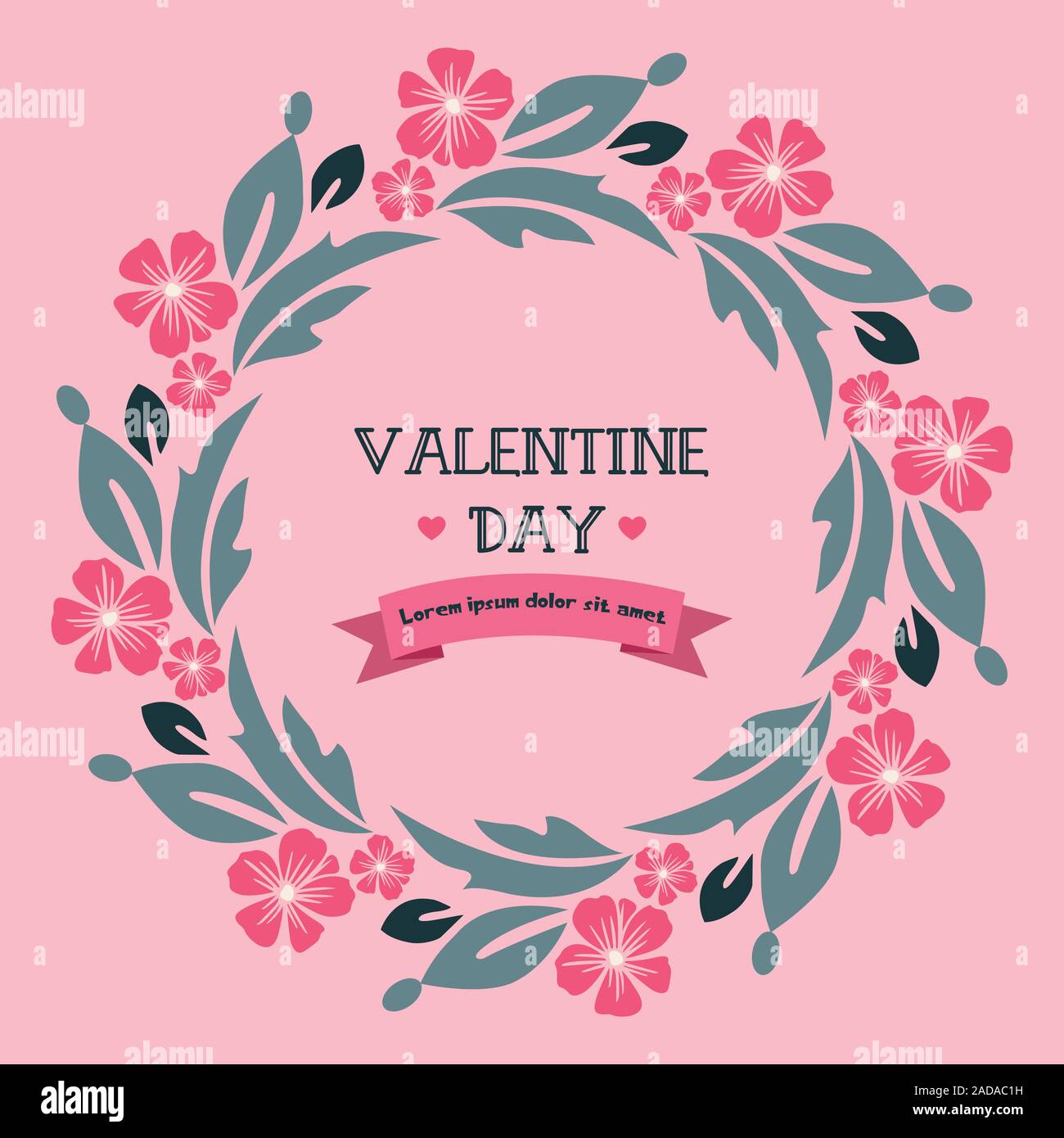 Card design valentine day, with pink flower frame beauty. Vector Stock ...
