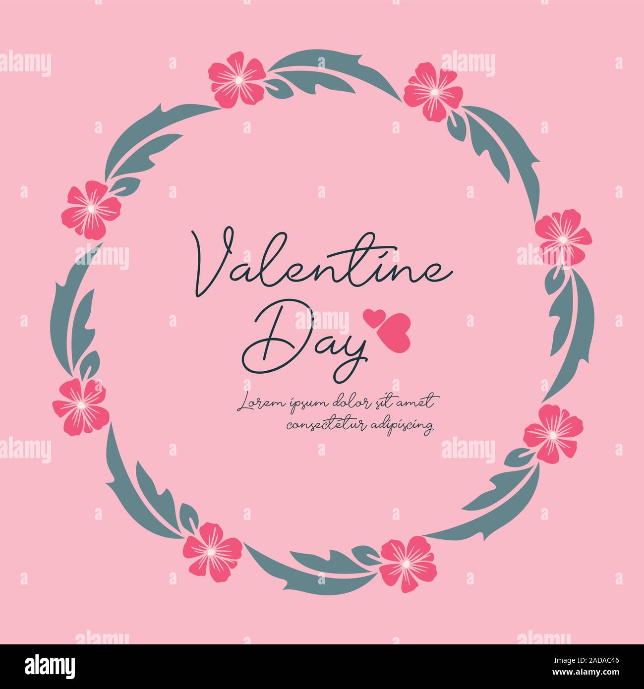 Card design valentine day, with pink flower frame beauty. Vector Stock ...