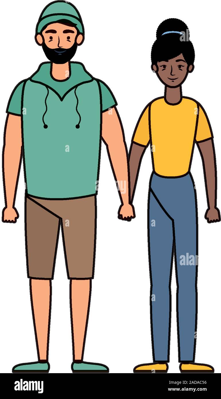 young interracial couple avatars characters Stock Vector Image & Art ...