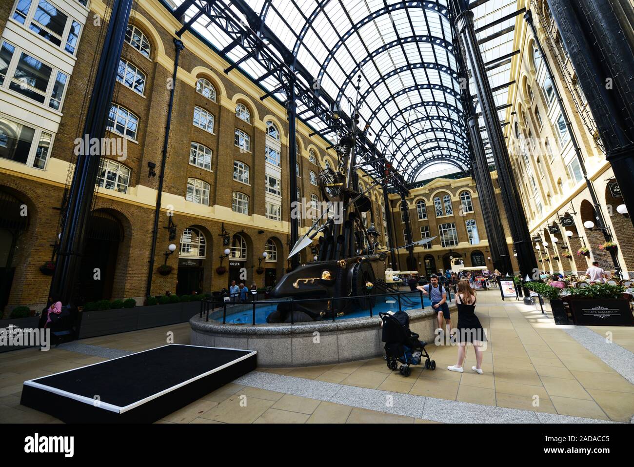 Hay's Galleria is an old warehouse converted to a modern shopping and office complex near the river Thames in London, England. Stock Photo