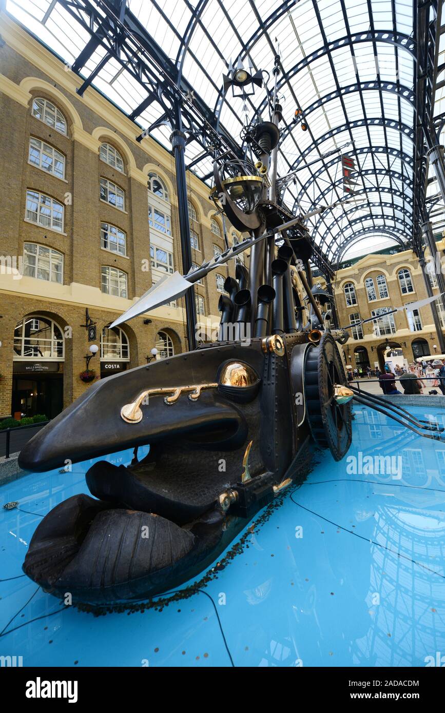 Hay's Galleria is an old warehouse converted to a modern shopping and office complex near the river Thames in London, England. Stock Photo