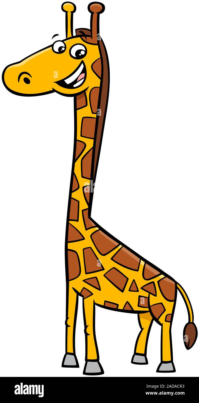 happy giraffe animal character cartoon illustration Stock Photo