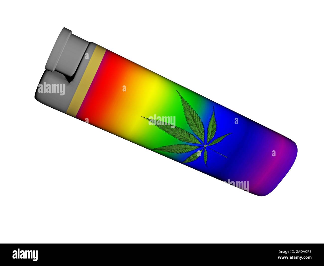 colorful lighter with the symbol for marijuana Stock Photo