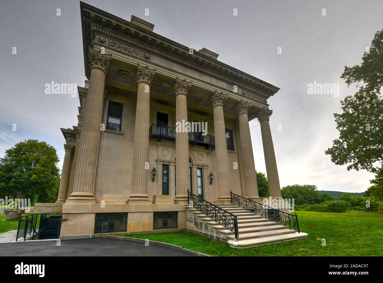 New York - Aug 31, 2019: Vanderbilt Mansion in Hyde Park, New York. Historically known as Hyde Park, the Vanderbilt Mansion National Historic Site is Stock Photo