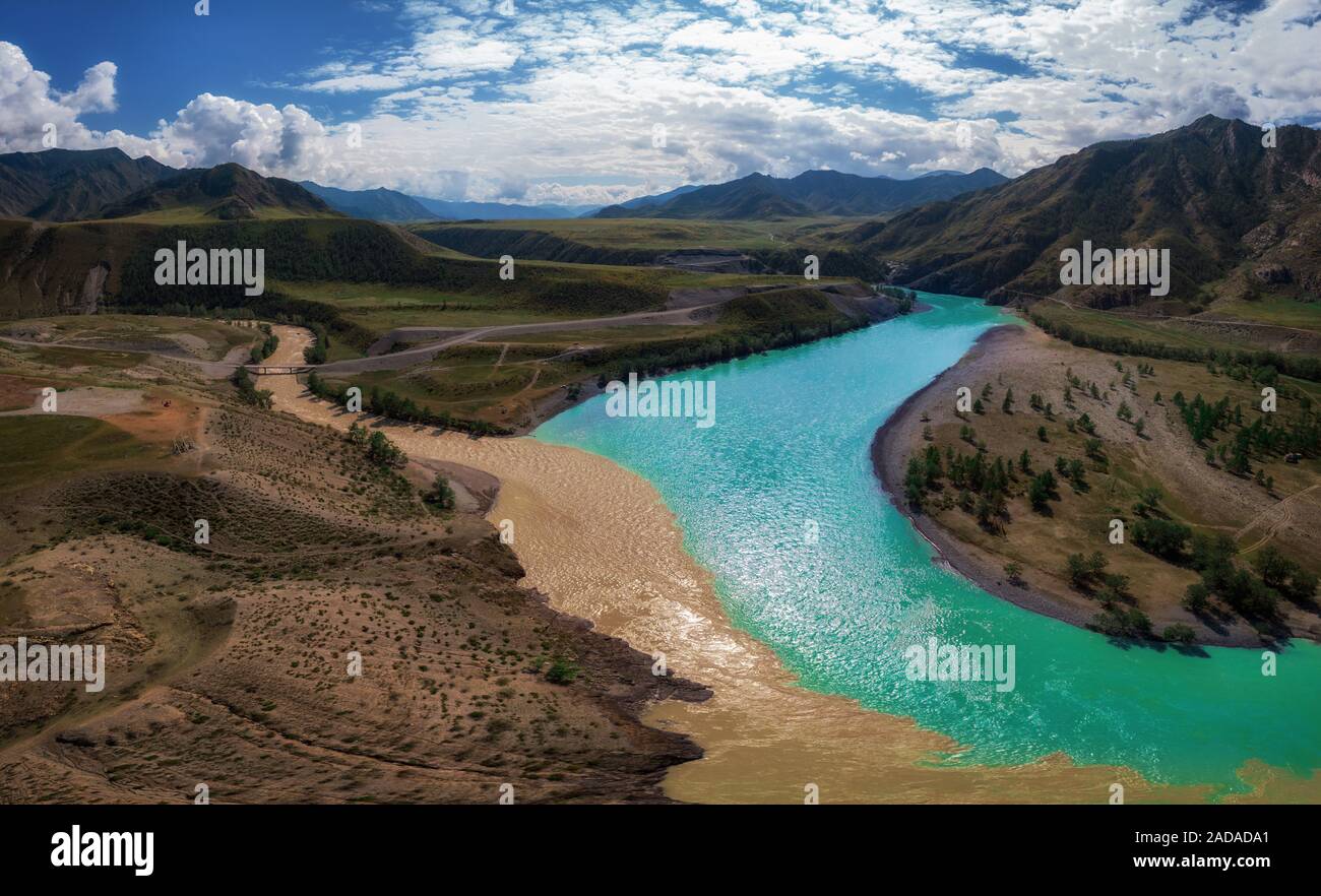The confluence of two rivers Stock Photo - Alamy
