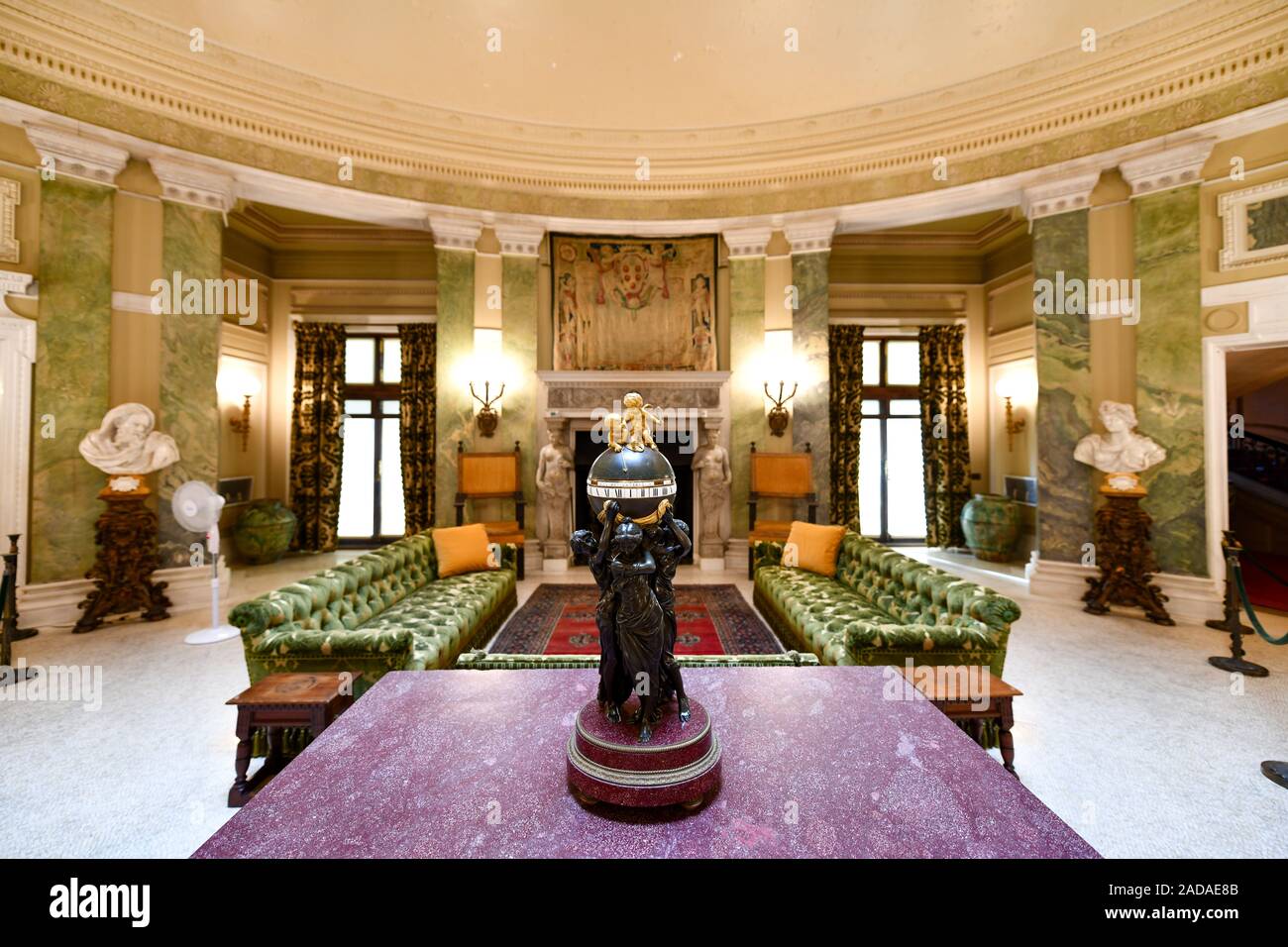 New York - Aug 31, 2019: Vanderbilt Mansion in Hyde Park, New York. Historically known as Hyde Park, the Vanderbilt Mansion National Historic Site is Stock Photo