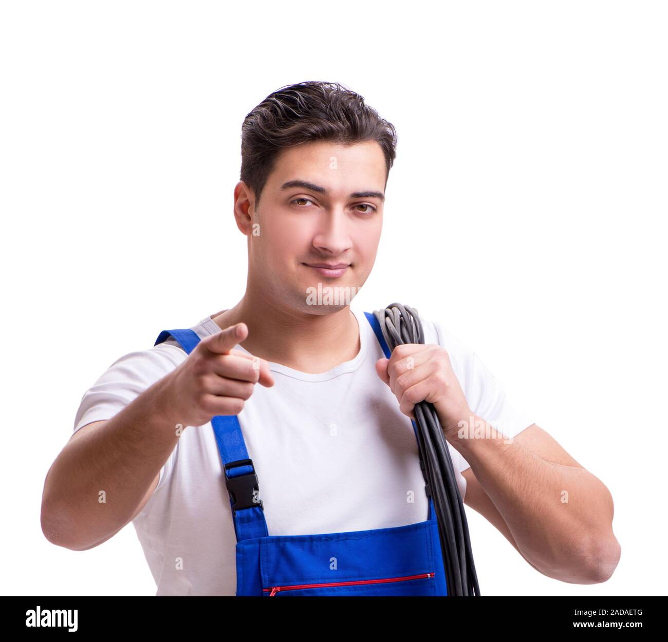 Man doing electrical repairs Stock Photo