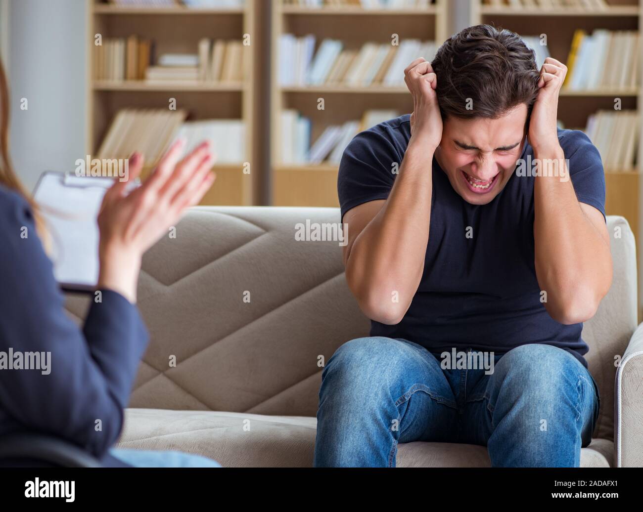Patient visiting psychiatrist doctor for examination Stock Photo Alamy
