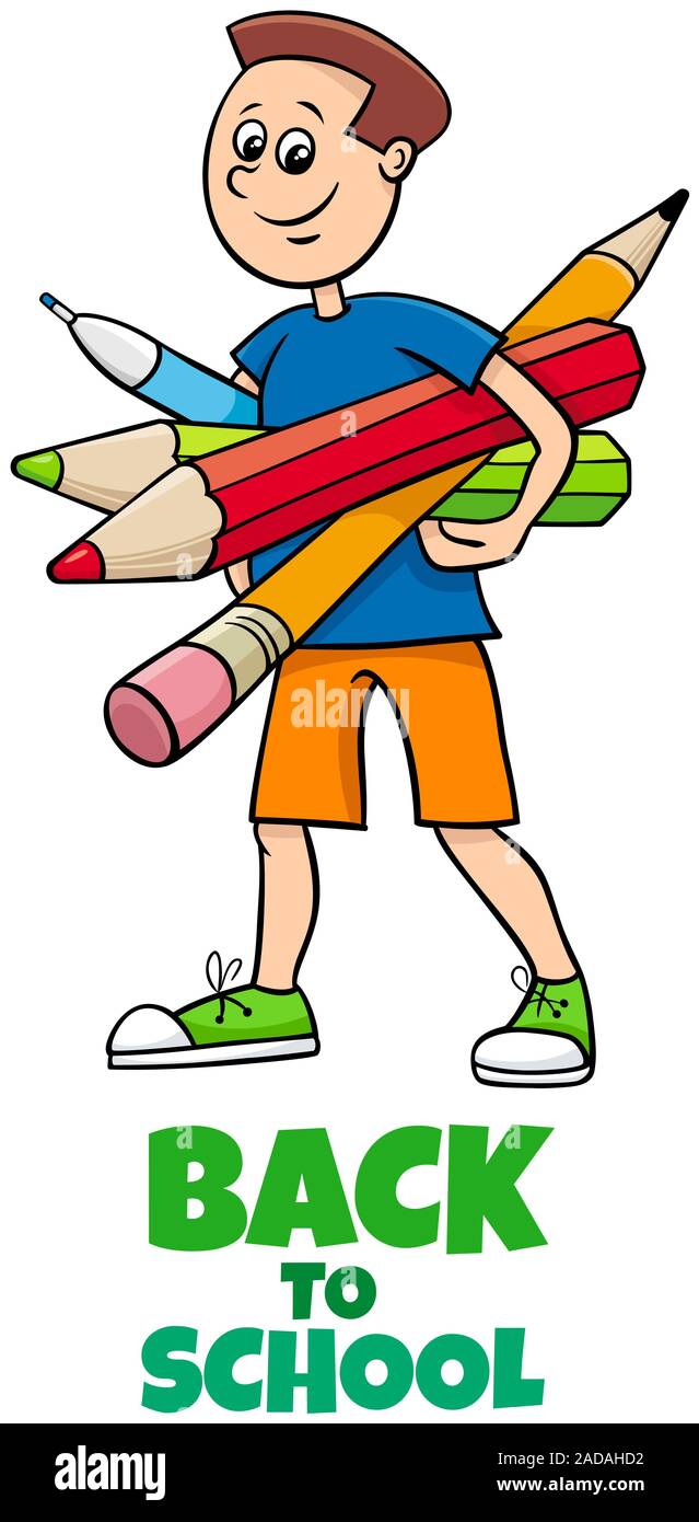 Pupil Boy Back To School Cartoon Illustration Stock Photo Alamy
