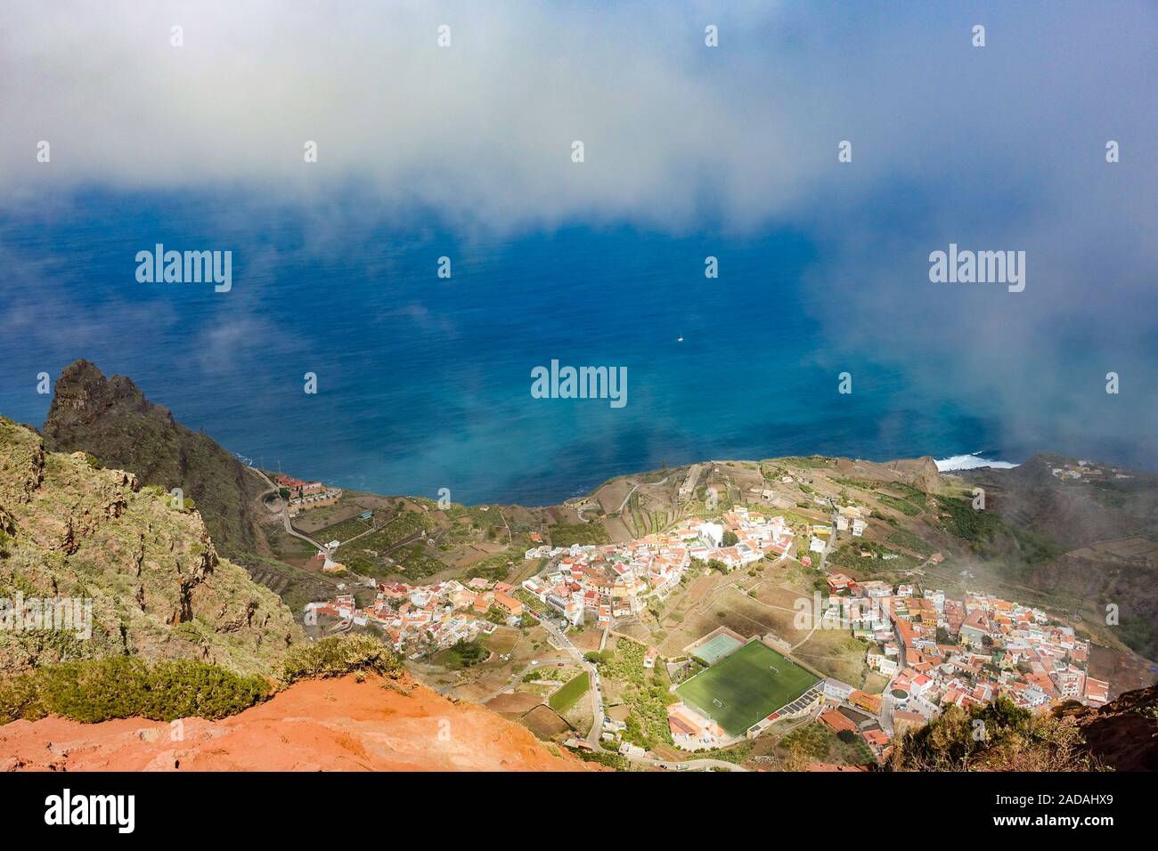 View from the viewpoint Mirador de Abrante to Agulo, La Gomera, Spain Stock Photo