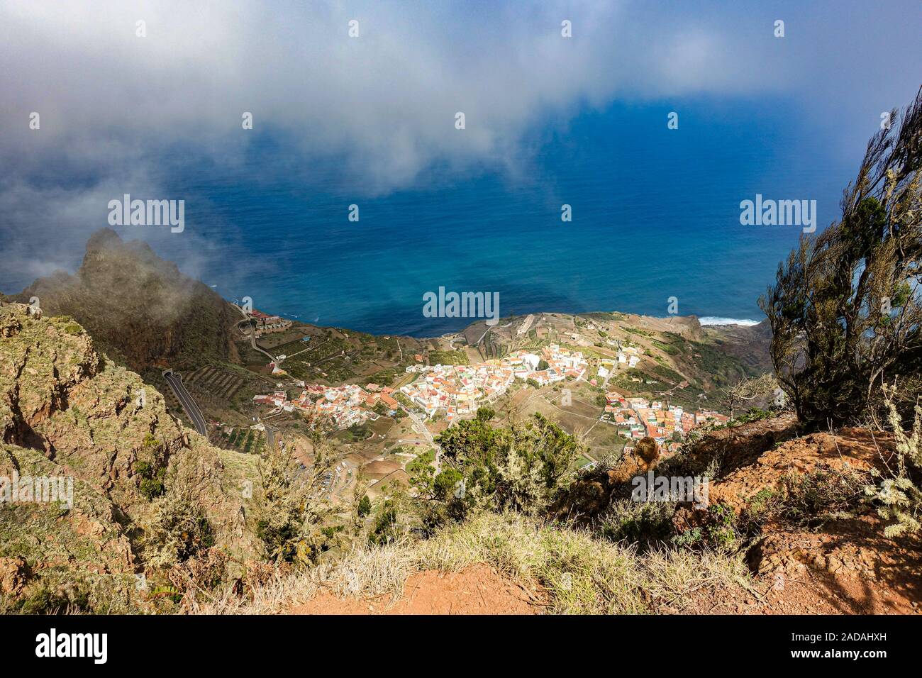 View from the viewpoint Mirador de Abrante to Agulo, La Gomera, Spain Stock Photo